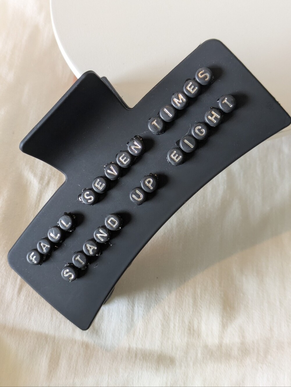 Hair Clip Claw Style Handcrafted Japanese Proverb Positivity Black Silver | NWT